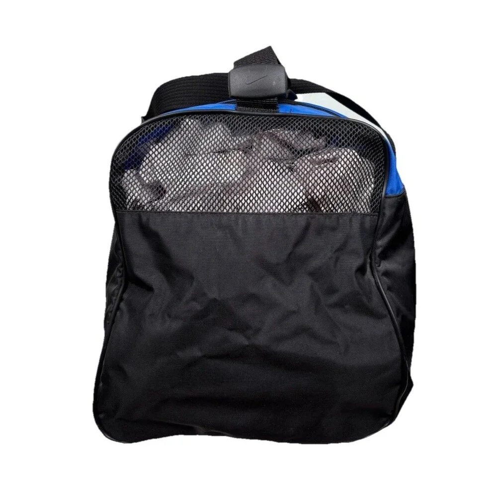 VTG 90s Y2K Nike Swoosh Metal Zipper Gym Bag Crossbody Handles Blue/Black Nylon